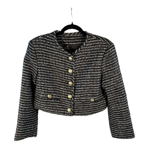 YCH Jackets & Blazers - YCH Womens Long Sleeve Black Dress Jacket SIZE XS Cropped Tweed Jacket